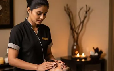 Therapist giving a deep tissue massage at Chameli Spa, Al Rashidiya