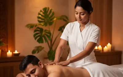 Therapist giving a warm-oil Kerala massage at Chameli Spa, Ajman